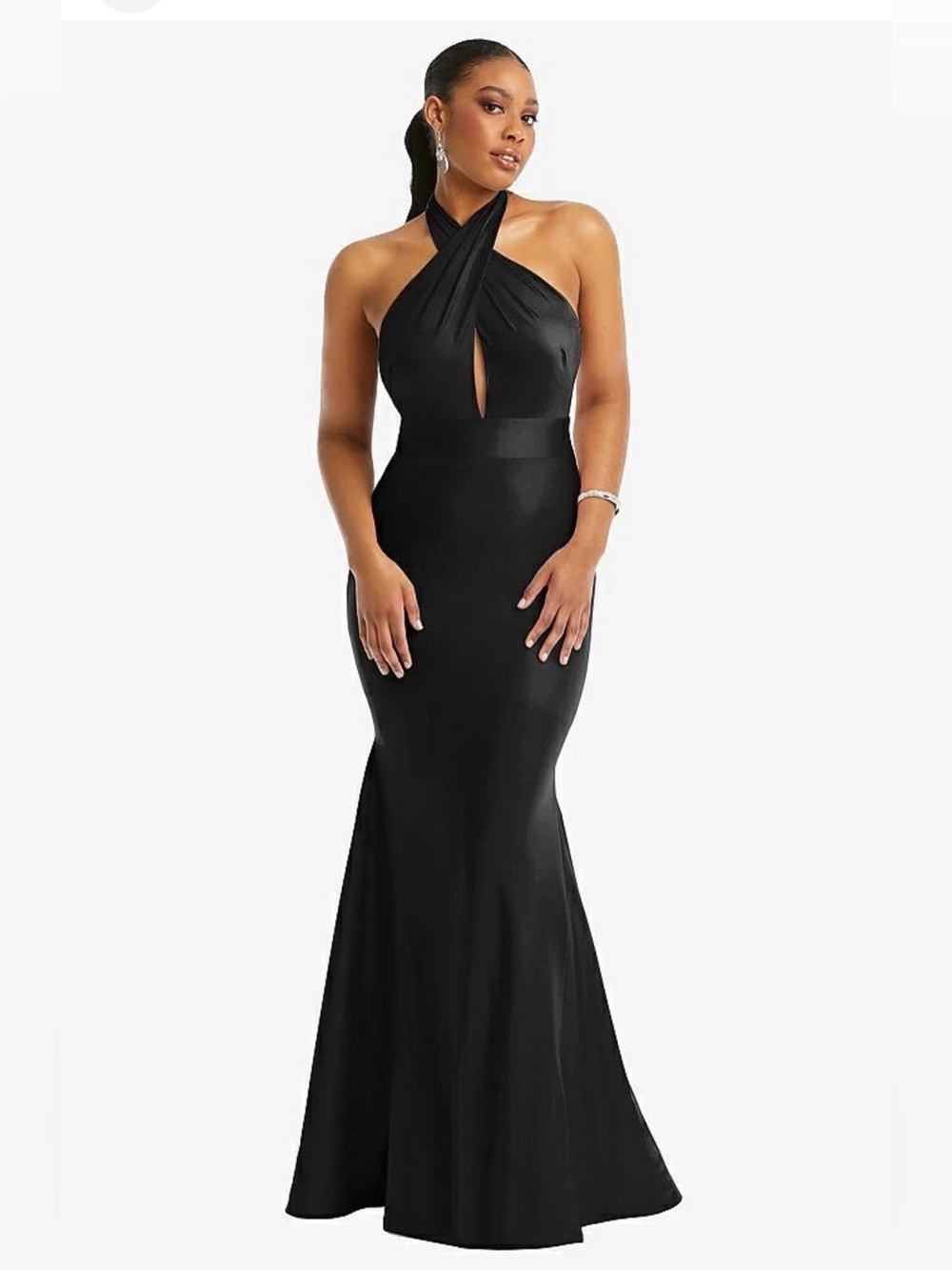 Cynthia & Sahar Elegant Black Halter Mermaid Evening Dress - XXL - New